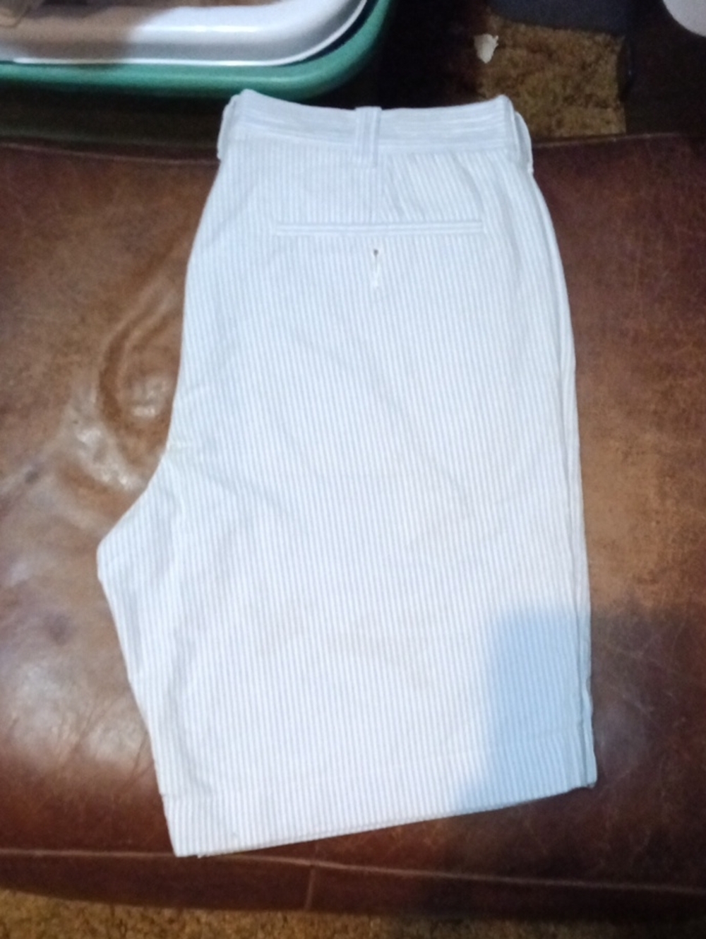 J. Crew White with Light Blue Pinstripe Flat-Front Men's Shorts